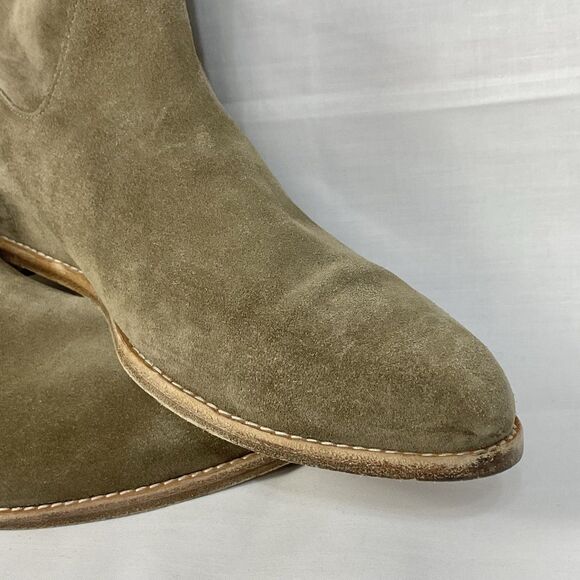 VINCE. Flint Tan Sinclair Ankle Booties Almond Toe Wedge Leather Boots Sz 9.5 M - Picture 5 of 14